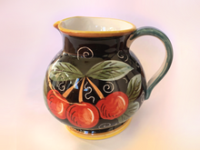 Load image into Gallery viewer, Italian Ceramic Pitcher (Flower &amp; Cherry Design)

